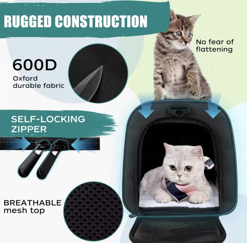 Airline Approved Collapsible Pet Travel Carrier Bag - Image 3