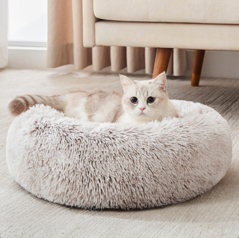 Soft Plush and Cozy Cylinder Cat Bed